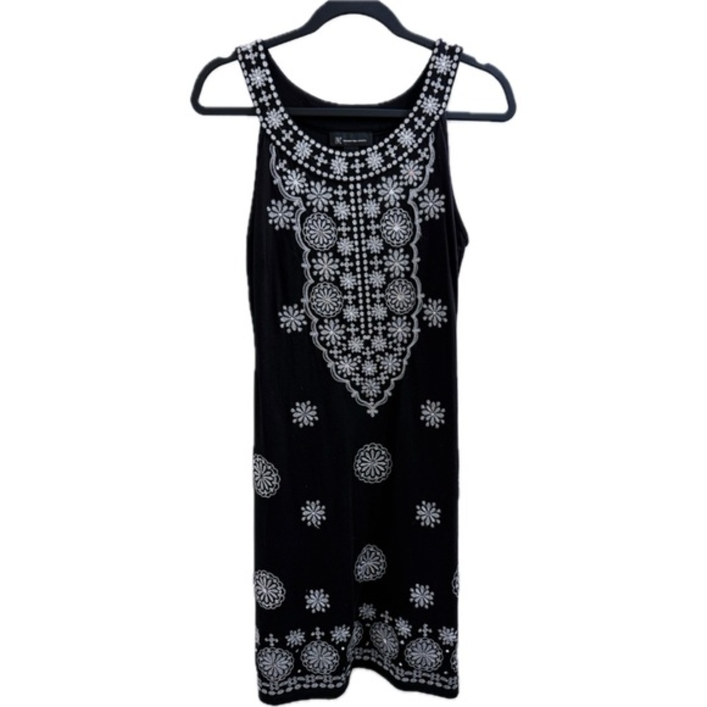 International Concepts Beaded Sleeveless MIDI Dress in Black